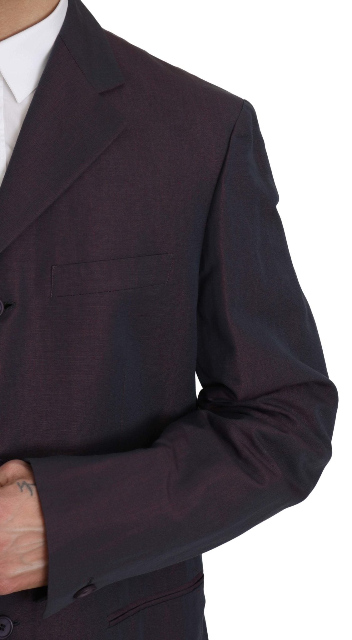 Romeo Gigli Purple Solid Two Piece 3 Button Linen Suit - Fizigo